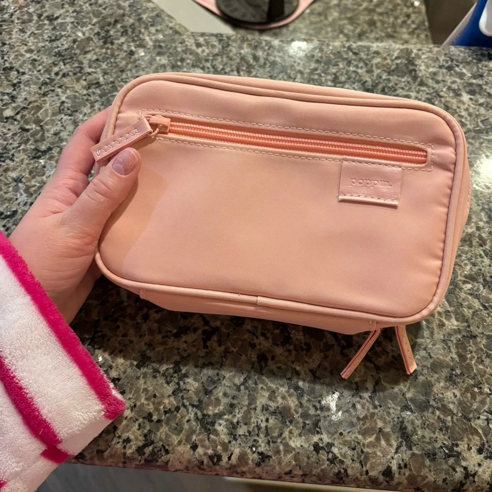 Poppin Light Pink Blush Pencil Pen Case Cosmetic Zip Pouch The Container Store
